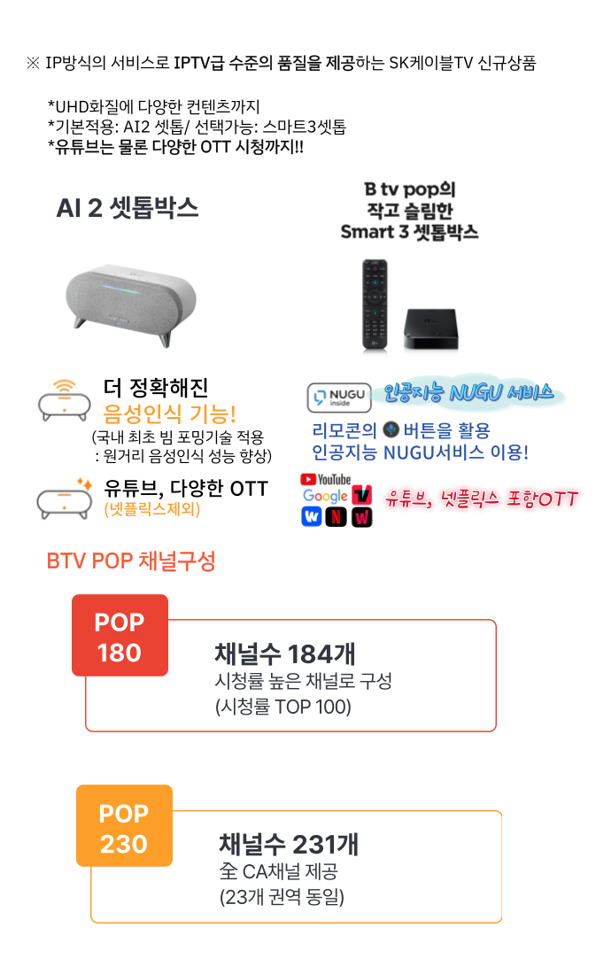 SK알뜰TV Btv케이블200 특징, 채널, 셋톱박스